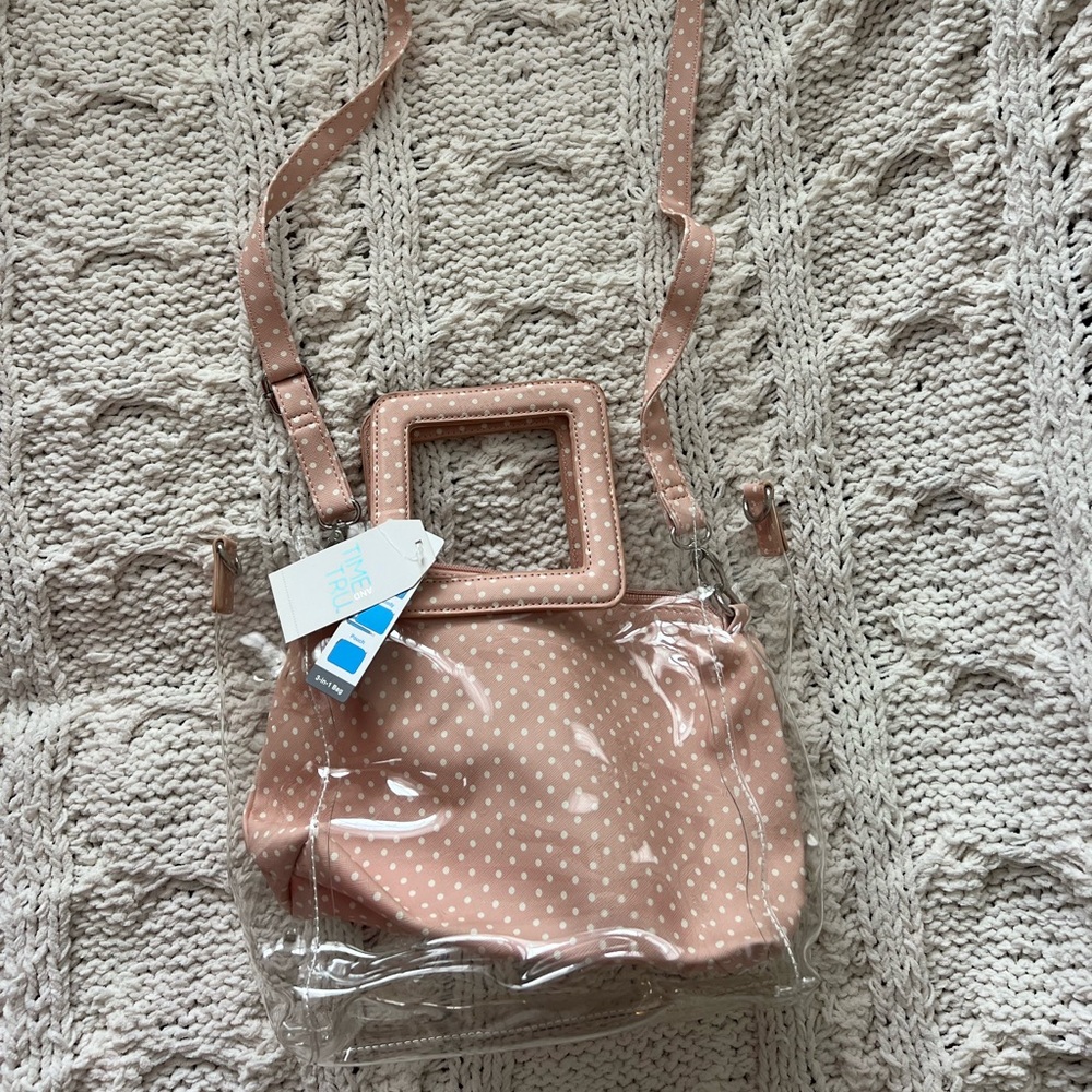 Time and Tru 3-in-1 Pink Polka Dot Crossbody Bag